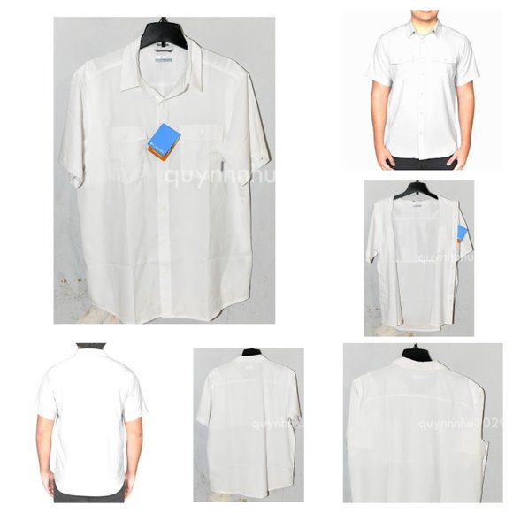 Columbia James Bay Short Sleeve Woven Shirt in  white - Picture 1 of 8